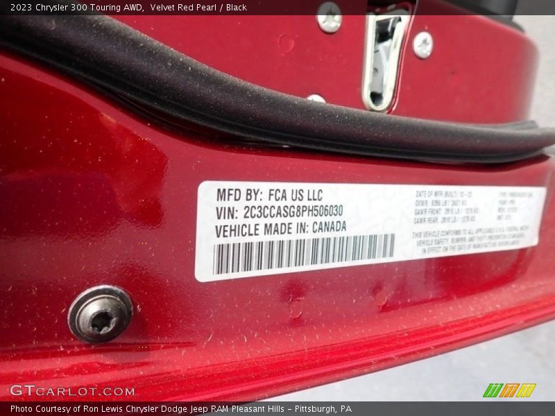 Velvet Red Pearl / Black 2023 Chrysler 300 Touring AWD