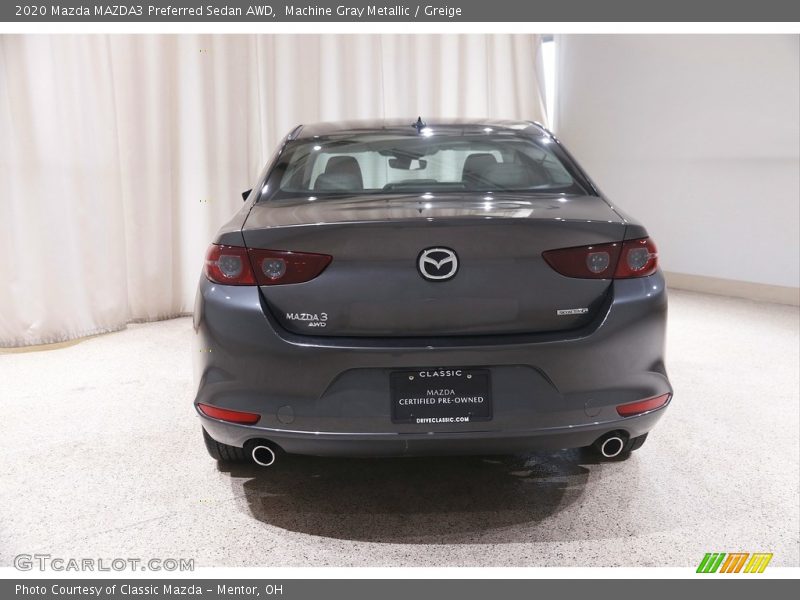 Machine Gray Metallic / Greige 2020 Mazda MAZDA3 Preferred Sedan AWD