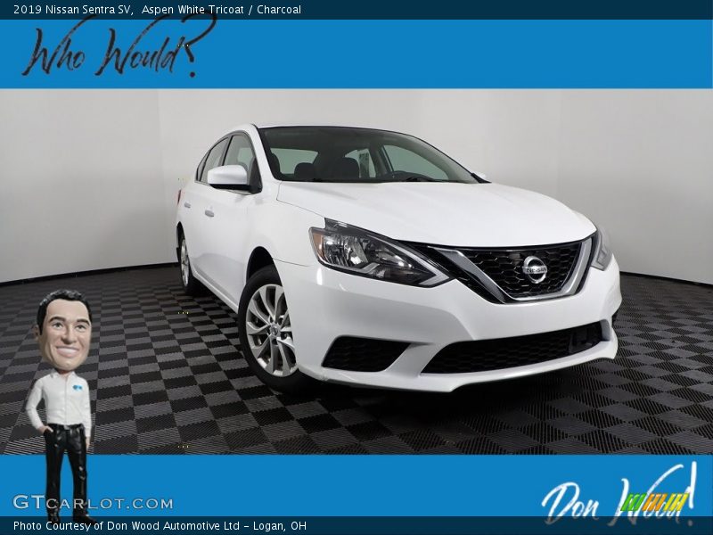Aspen White Tricoat / Charcoal 2019 Nissan Sentra SV