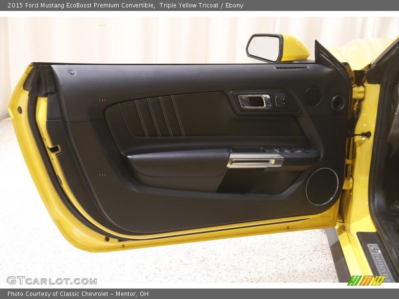 Triple Yellow Tricoat / Ebony 2015 Ford Mustang EcoBoost Premium Convertible