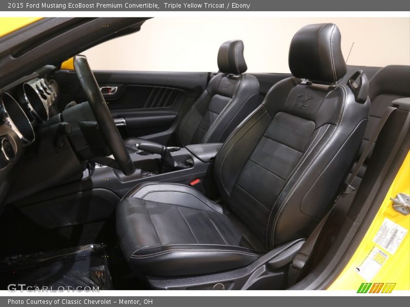 Triple Yellow Tricoat / Ebony 2015 Ford Mustang EcoBoost Premium Convertible