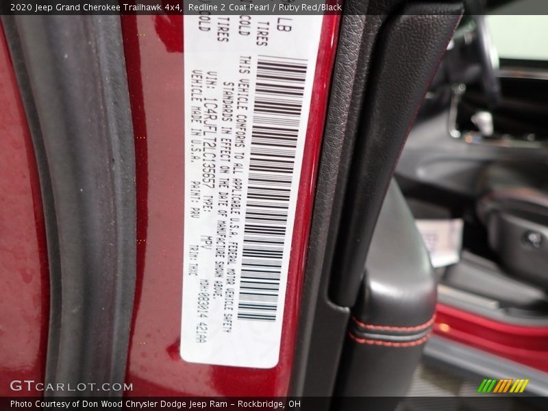 Redline 2 Coat Pearl / Ruby Red/Black 2020 Jeep Grand Cherokee Trailhawk 4x4