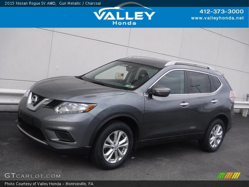 Gun Metallic / Charcoal 2015 Nissan Rogue SV AWD