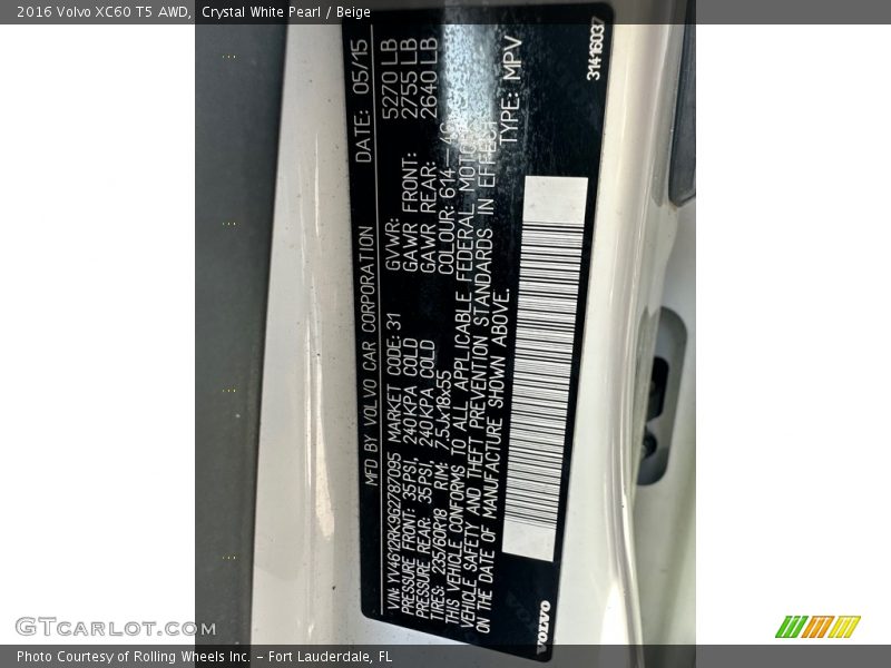 Crystal White Pearl / Beige 2016 Volvo XC60 T5 AWD