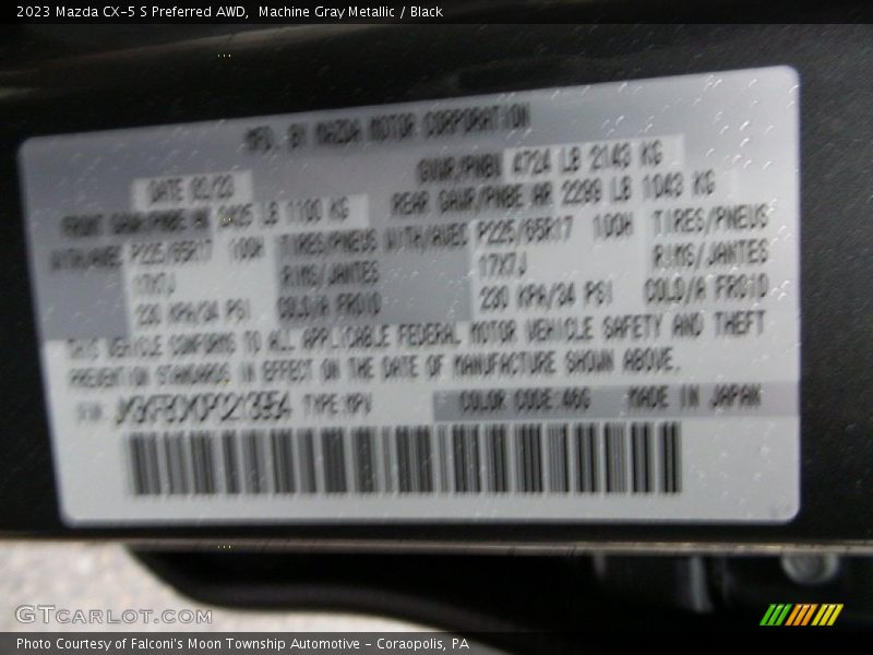 Machine Gray Metallic / Black 2023 Mazda CX-5 S Preferred AWD