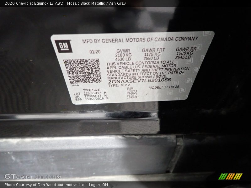 Mosaic Black Metallic / Ash Gray 2020 Chevrolet Equinox LS AWD