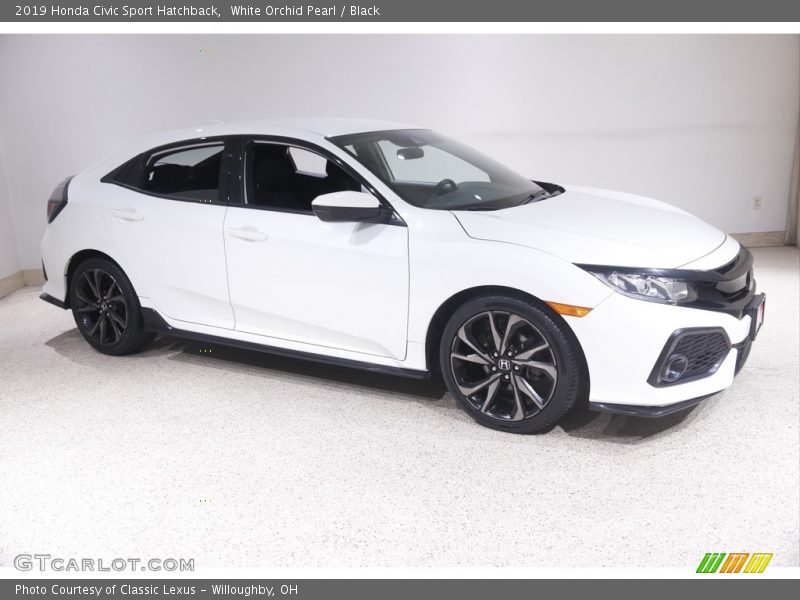 White Orchid Pearl / Black 2019 Honda Civic Sport Hatchback