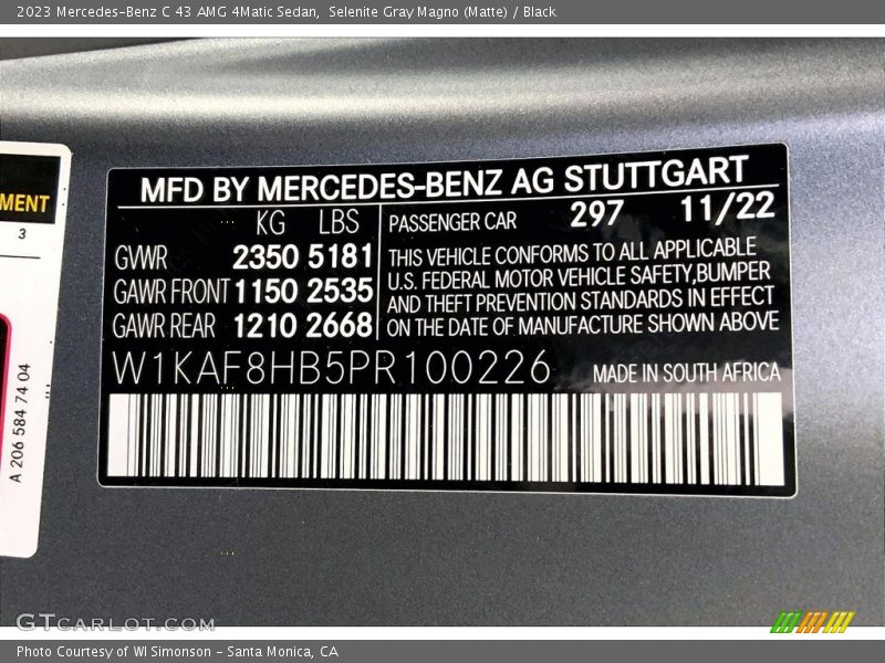 Selenite Gray Magno (Matte) / Black 2023 Mercedes-Benz C 43 AMG 4Matic Sedan