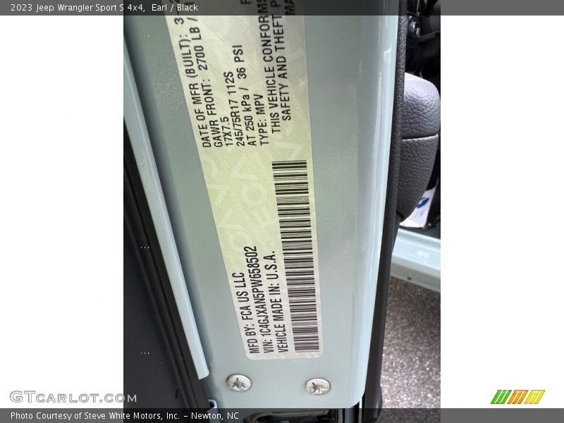 Earl / Black 2023 Jeep Wrangler Sport S 4x4