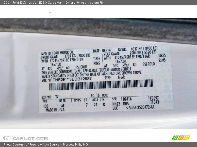 Oxford White / Medium Flint 2014 Ford E-Series Van E250 Cargo Van