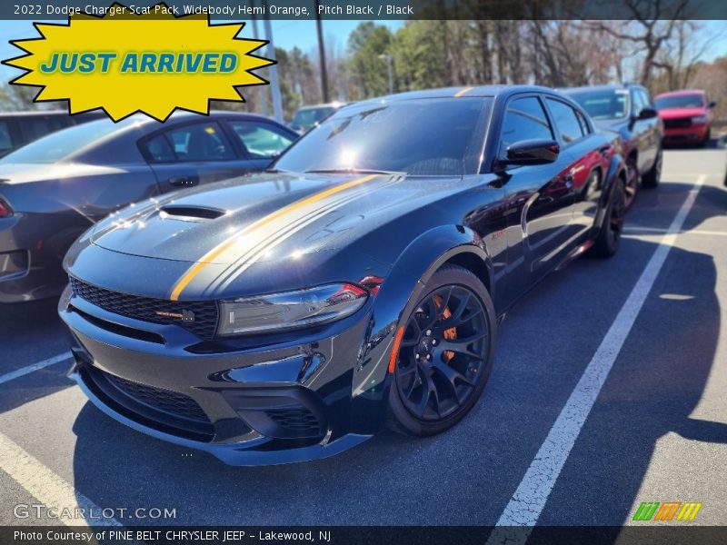 Pitch Black / Black 2022 Dodge Charger Scat Pack Widebody Hemi Orange