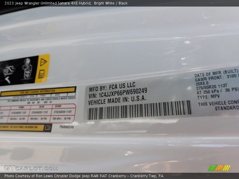 Bright White / Black 2023 Jeep Wrangler Unlimited Sahara 4XE Hybrid