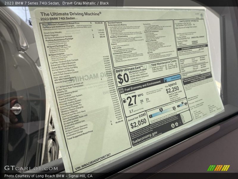  2023 7 Series 740i Sedan Window Sticker