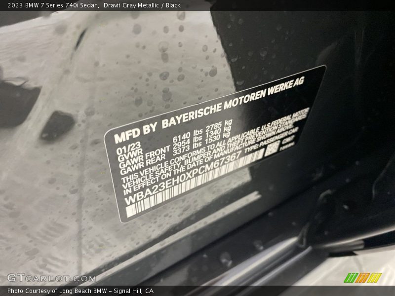 Dravit Gray Metallic / Black 2023 BMW 7 Series 740i Sedan