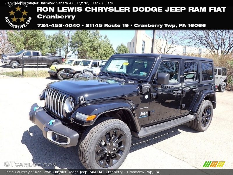 Black / Black 2023 Jeep Wrangler Unlimited Sahara 4XE Hybrid