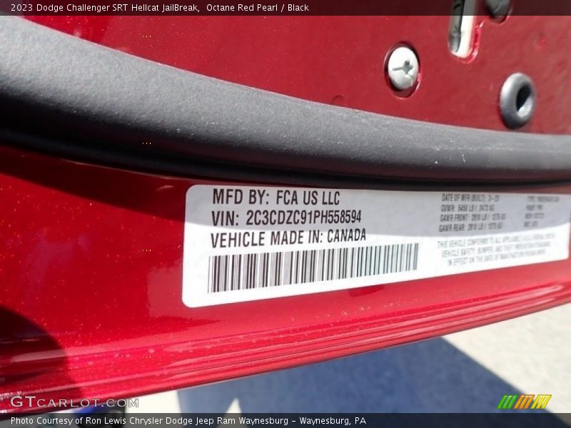 Octane Red Pearl / Black 2023 Dodge Challenger SRT Hellcat JailBreak