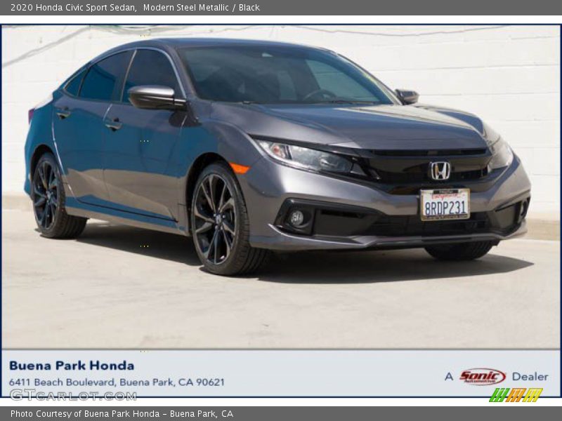 Modern Steel Metallic / Black 2020 Honda Civic Sport Sedan