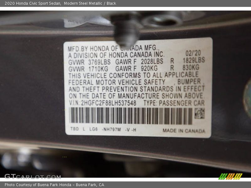 Modern Steel Metallic / Black 2020 Honda Civic Sport Sedan