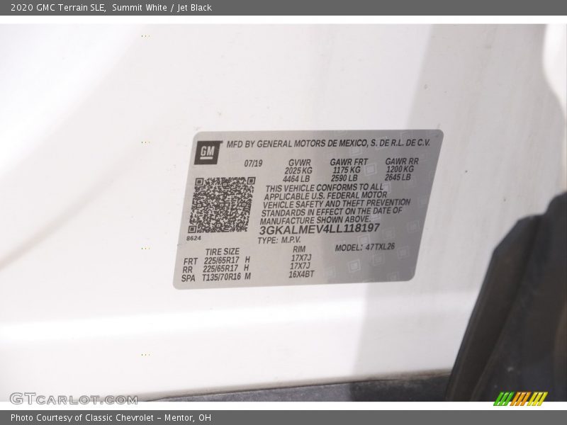 Summit White / Jet Black 2020 GMC Terrain SLE