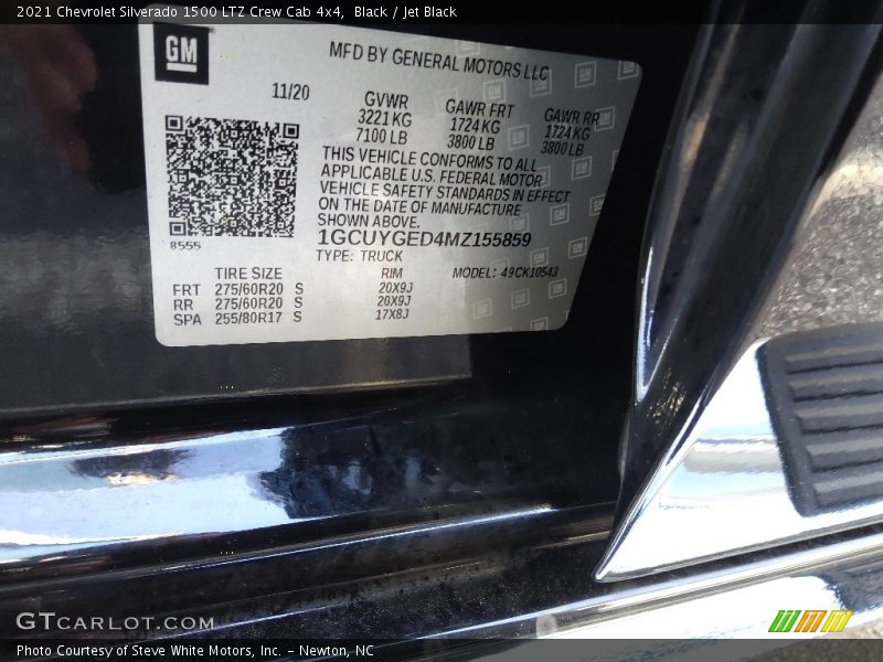 Black / Jet Black 2021 Chevrolet Silverado 1500 LTZ Crew Cab 4x4