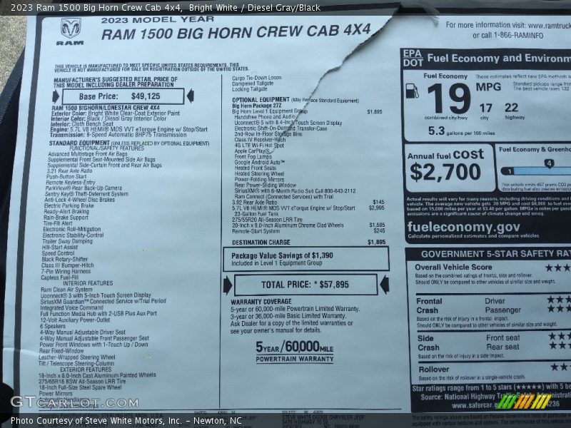 Bright White / Diesel Gray/Black 2023 Ram 1500 Big Horn Crew Cab 4x4