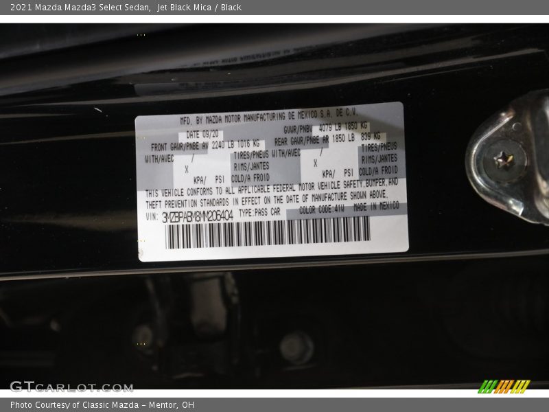 Jet Black Mica / Black 2021 Mazda Mazda3 Select Sedan