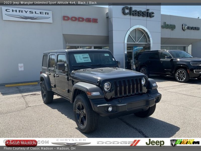 Black / Black 2023 Jeep Wrangler Unlimited Sport Altitude 4x4