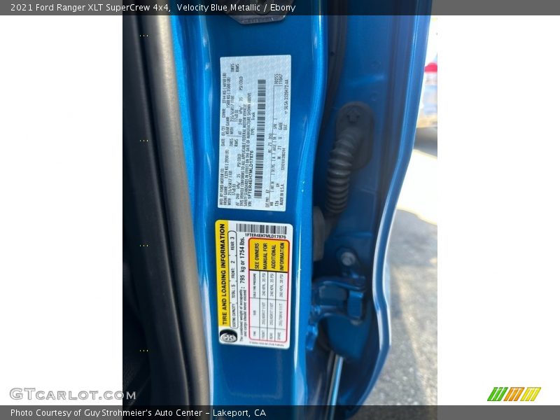 Velocity Blue Metallic / Ebony 2021 Ford Ranger XLT SuperCrew 4x4