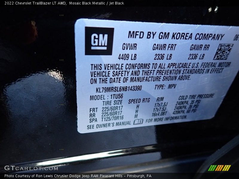 Mosaic Black Metallic / Jet Black 2022 Chevrolet TrailBlazer LT AWD