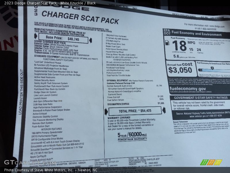 White Knuckle / Black 2023 Dodge Charger Scat Pack