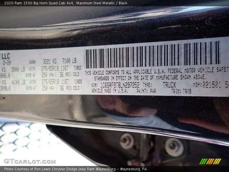 Maximum Steel Metallic / Black 2020 Ram 1500 Big Horn Quad Cab 4x4
