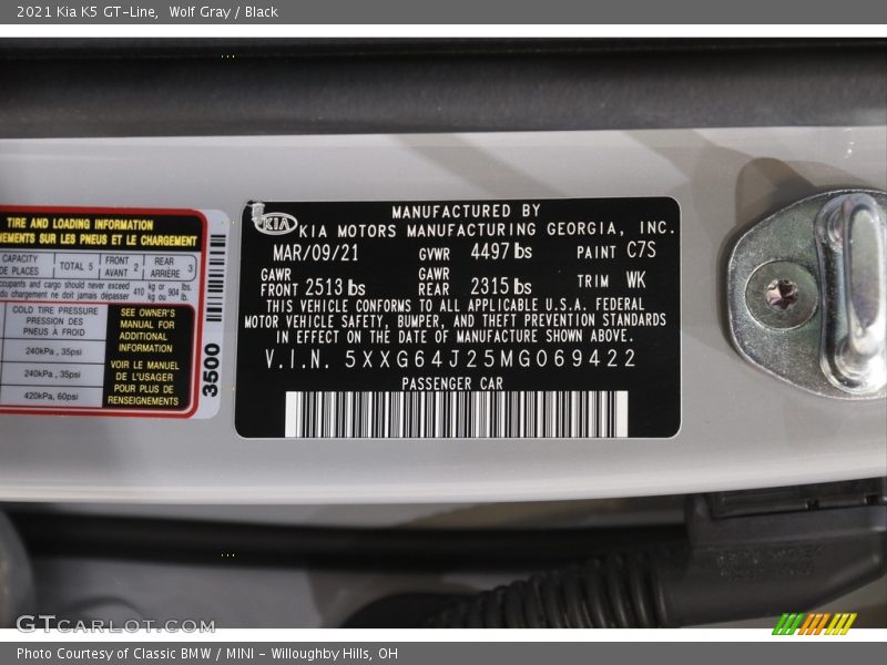 Wolf Gray / Black 2021 Kia K5 GT-Line
