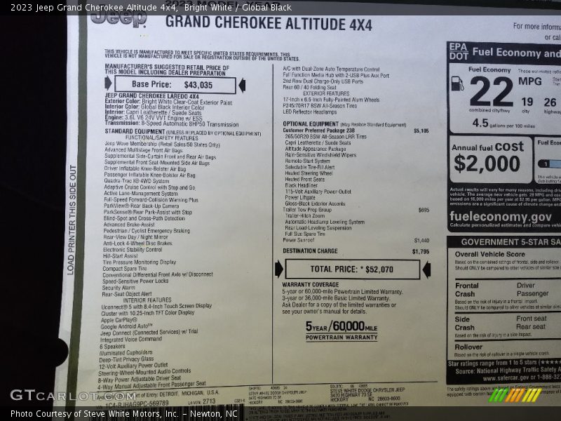 Bright White / Global Black 2023 Jeep Grand Cherokee Altitude 4x4