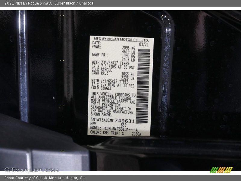 Super Black / Charcoal 2021 Nissan Rogue S AWD