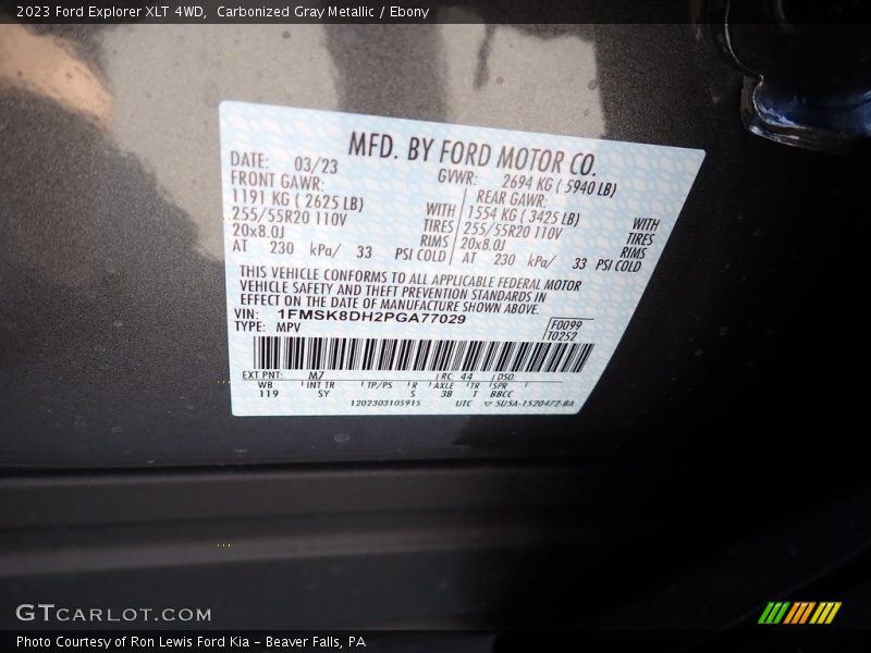 Carbonized Gray Metallic / Ebony 2023 Ford Explorer XLT 4WD