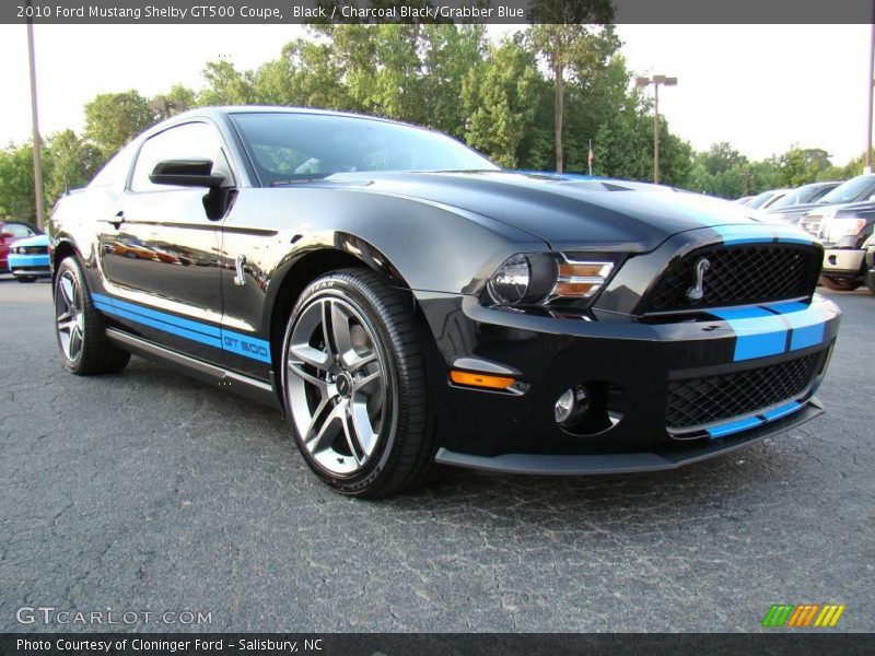 Black / Charcoal Black/Grabber Blue 2010 Ford Mustang Shelby GT500 Coupe