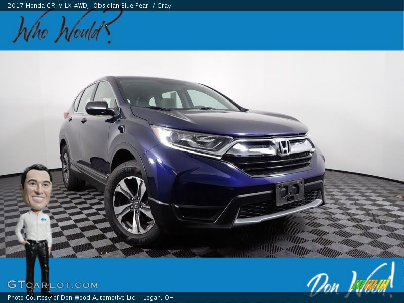 Obsidian Blue Pearl / Gray 2017 Honda CR-V LX AWD