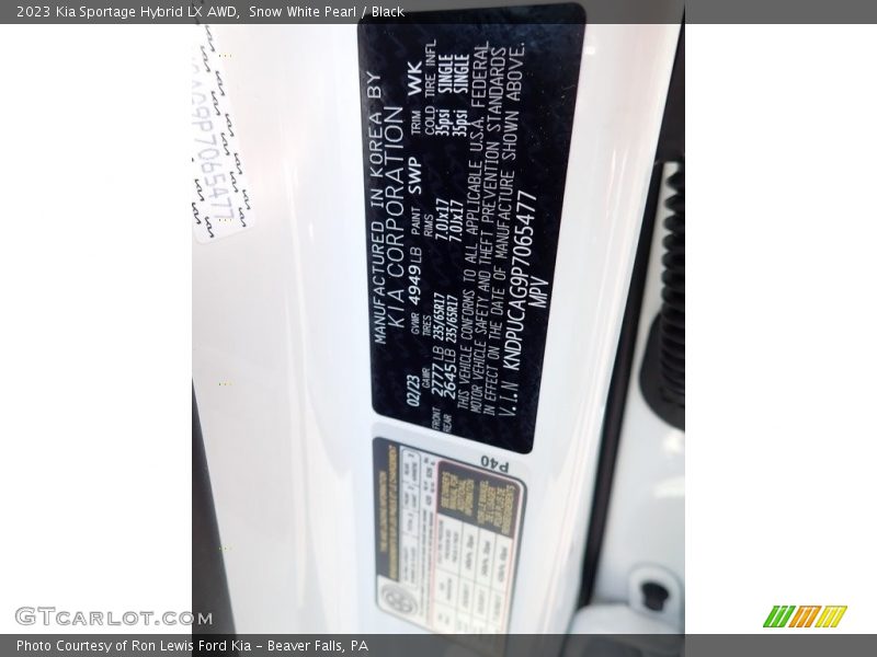 Snow White Pearl / Black 2023 Kia Sportage Hybrid LX AWD