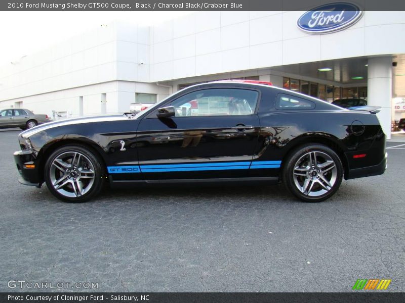 Black / Charcoal Black/Grabber Blue 2010 Ford Mustang Shelby GT500 Coupe