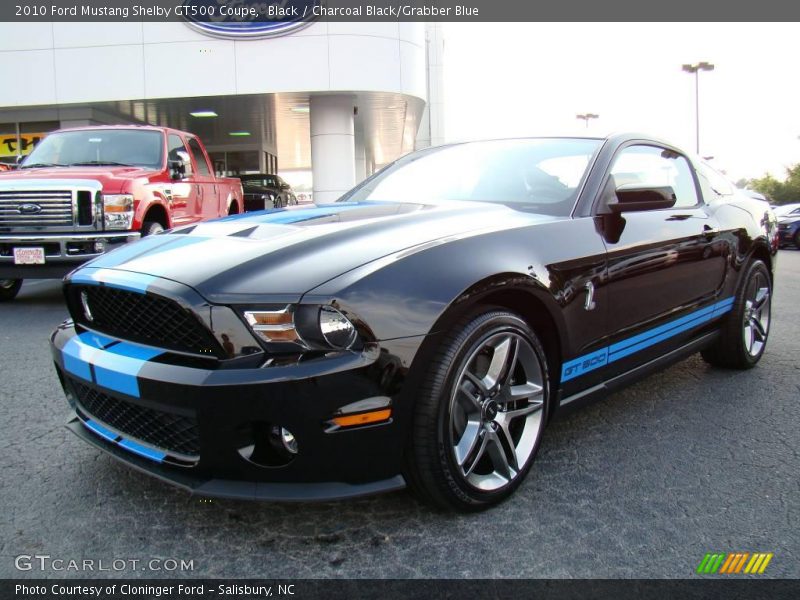 Black / Charcoal Black/Grabber Blue 2010 Ford Mustang Shelby GT500 Coupe