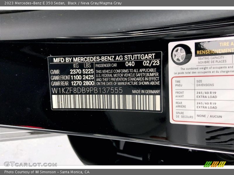 Black / Neva Gray/Magma Gray 2023 Mercedes-Benz E 350 Sedan