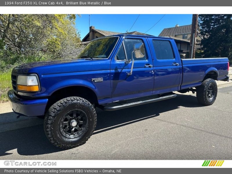 Brilliant Blue Metallic / Blue 1994 Ford F350 XL Crew Cab 4x4