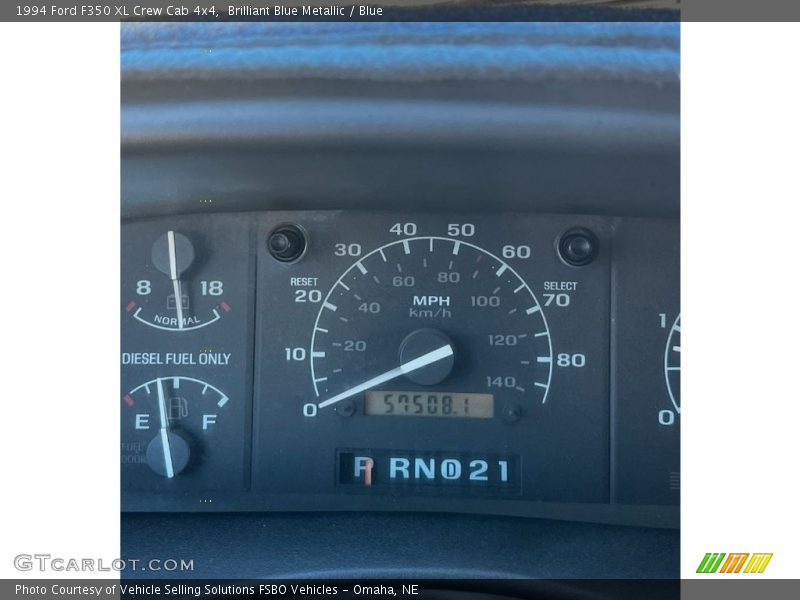 Brilliant Blue Metallic / Blue 1994 Ford F350 XL Crew Cab 4x4