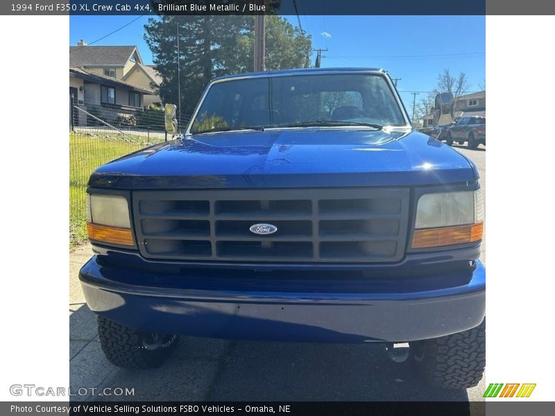 Brilliant Blue Metallic / Blue 1994 Ford F350 XL Crew Cab 4x4