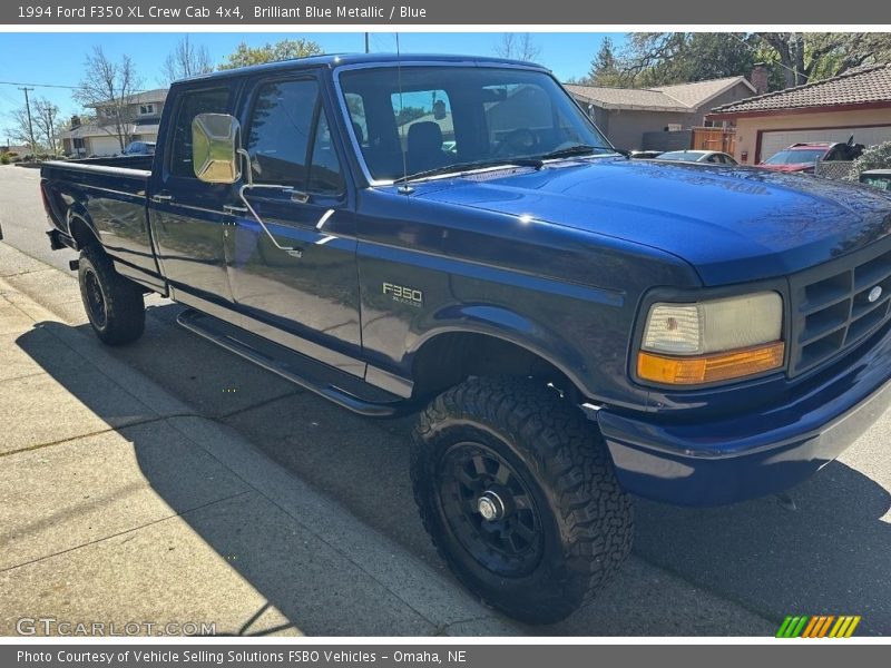 Brilliant Blue Metallic / Blue 1994 Ford F350 XL Crew Cab 4x4