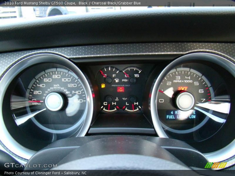 Black / Charcoal Black/Grabber Blue 2010 Ford Mustang Shelby GT500 Coupe