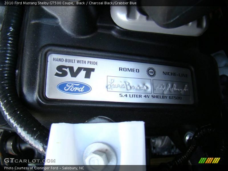 Black / Charcoal Black/Grabber Blue 2010 Ford Mustang Shelby GT500 Coupe