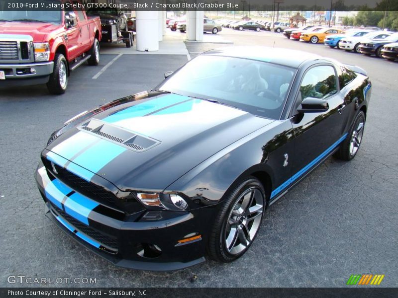 Black / Charcoal Black/Grabber Blue 2010 Ford Mustang Shelby GT500 Coupe