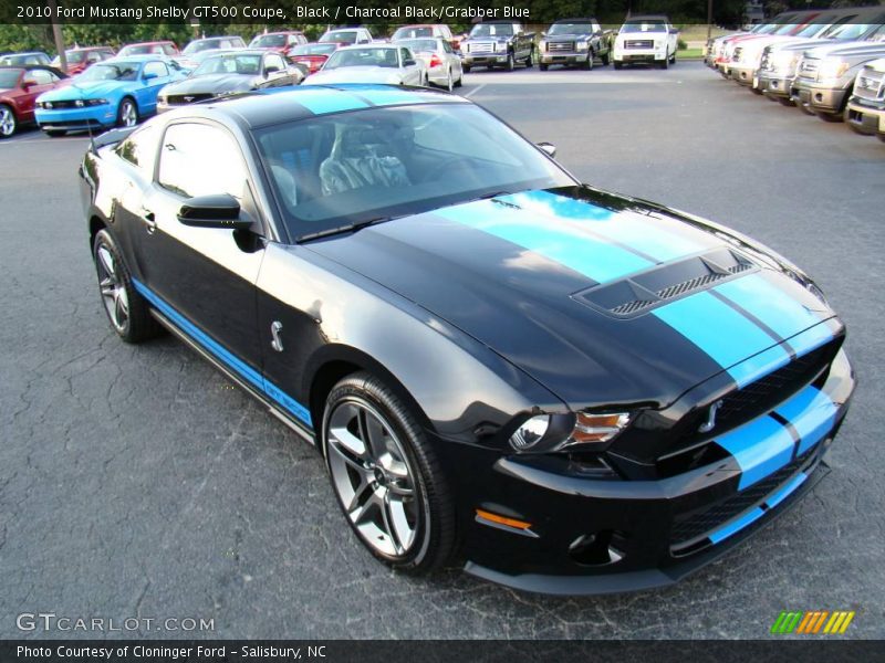 Black / Charcoal Black/Grabber Blue 2010 Ford Mustang Shelby GT500 Coupe