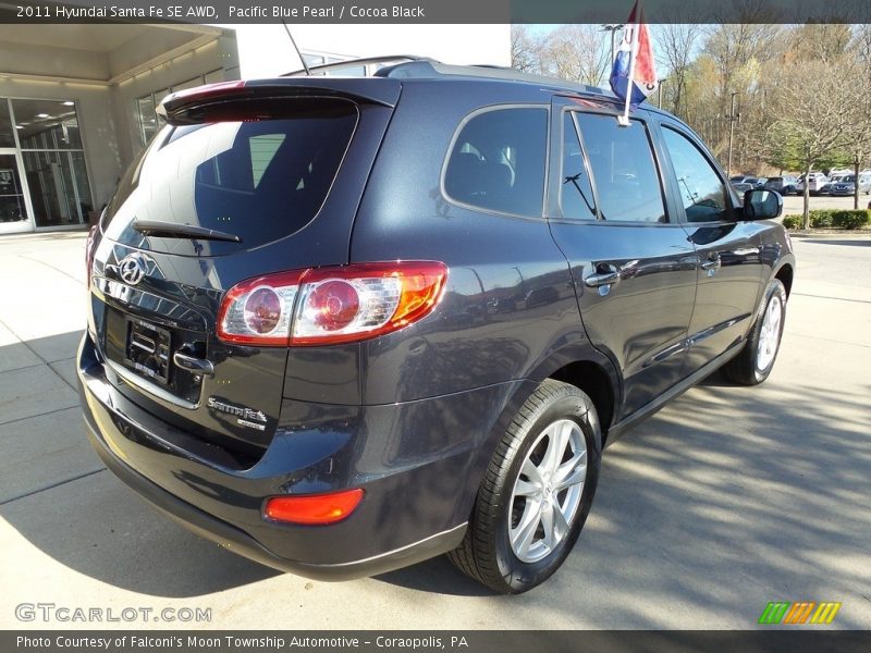 Pacific Blue Pearl / Cocoa Black 2011 Hyundai Santa Fe SE AWD
